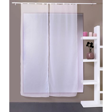 Homemaison – Lot de 2 voiles à passants base droite 90 x 220 cm – Tissu uni 100% polyester – Finition ourlet – Conçus pour barres standard