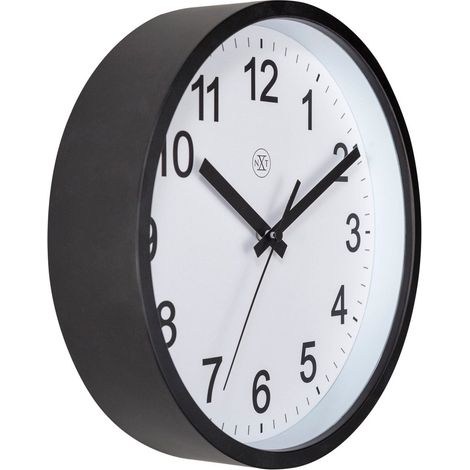 Horloge Murale Silencieuse Robust en Plastique Cadran Blanc Chiffres Noirs Ø 25,5 cm - PANGIVO (1/5)