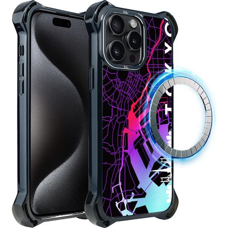 Hülle für iPhone 15 Pro Max ibizu DropGuard Ultra mit MagSafe, Weltkarten, Tokio (1/5)