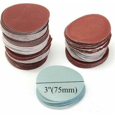 Lot de 100 disques abrasifs 75 mm, pour ponçage et polissage, disques de ponceuse compatibles, qualité professionnelle (1/5)