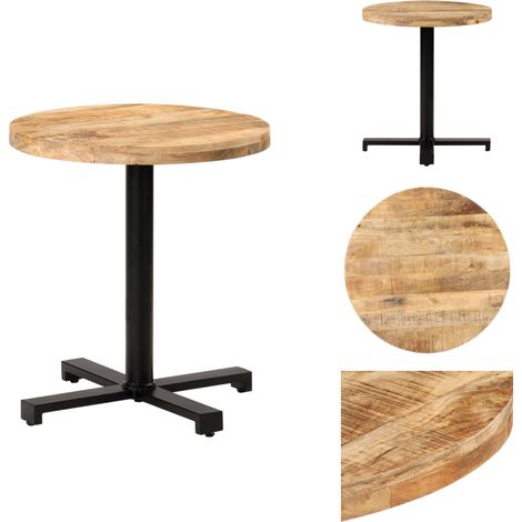 Bistrotisch Rund Ø70x75 cm Raues Mangoholz - Esstisch - Bistrotisch - Holzt Tisch - Mangoholz Tisch - Outdoor Tisch (1/5)