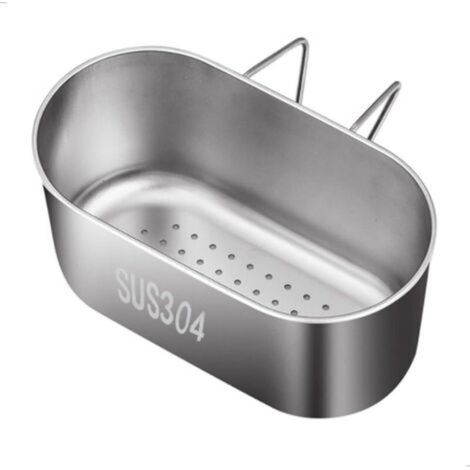 Easy-to-use stainless steel dish drainer for the kitchen, to be placed over the sink for storing and washing dishes, fruits and vegetables. (1/5)