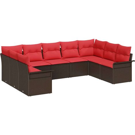 Maison Exclusive - Gartensofa-set mit Speicher 9 pcs Beige Poly-R