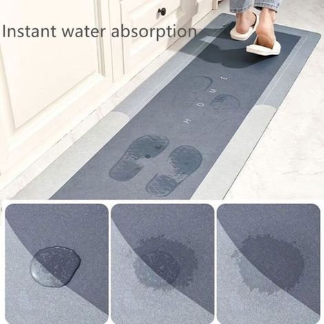 Zerbino antiscivolo – 45 x 150 cm – Assorbente per acqua e olio – Grigio chiaro (1/3)
