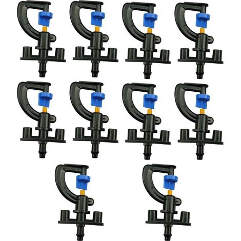 Lot de 10 micro-arroseurs rotatifs avec micro buse d'arrosage pour plantes - Système d'irrigation et d'égouttement - Micro rotor pour serre (tête d'arrosage réfractive de type G à 180°) (1/5)