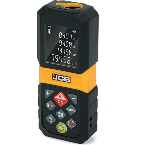 Telémetro Láser Digital LCD JCB 80m, Medición Precisa de hasta 80m, Precisión de +/- 3 mm, Cálculo de Área y Volumen, Pantalla LCD, Cargador USB-C, Ideal para Construcción y Bricolaje.