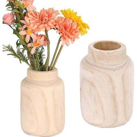 Vase en bois tendance style rétro, décoration florale pour la maison et la table. (1/5)