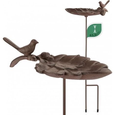abreuvoir oiseaux exterieur sur pied - résistant aux intempéries - bain, mangeoire oiseaux sauvage jardin i en forme de feuille