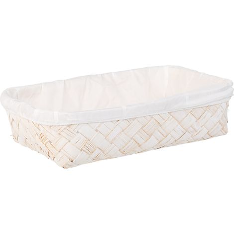 Bandeja de bambú forrada blanco 36x24x8 (1/5)