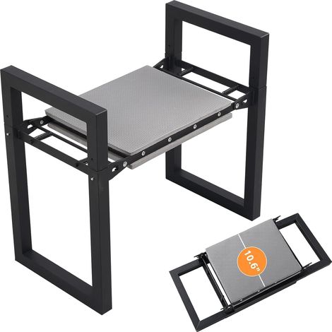Tabouret de Jardin Pliable, 32cm Pliable Banc Agenouilloir avec Poignées, Appareil Robuste pour Genoux, Capacité de 180 kg, Banc Multifonction de Jardin pour Seniors, Femmes, Hommes/Noir (1/5)