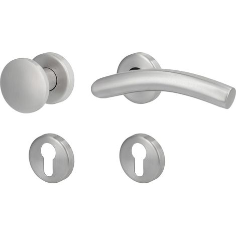Südmetall Türgriff-Garnitur Rosette Mauritius PZ Edelstahl satiniert Drücker rechts silber Ø 50 mm
