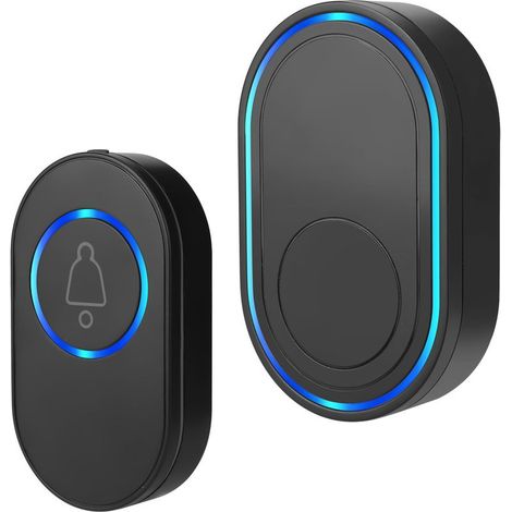 Sonnette sans Fil, IP67 Étanche Kit de Carillon Electronique, Sonnette sans Fil Exterieur Etanche avec 38 Mélodies et 5 Niveaux de Volume, Installation Facile à La Maison, Noir (1/4)