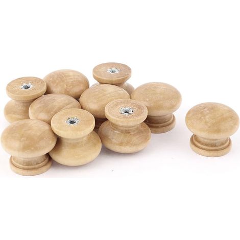 10Pcs Schranktür Runde Holz Zugknopf Griffe for Kommode Schublade Kleiderschrank 27mm Schrank Kaki (1/3)