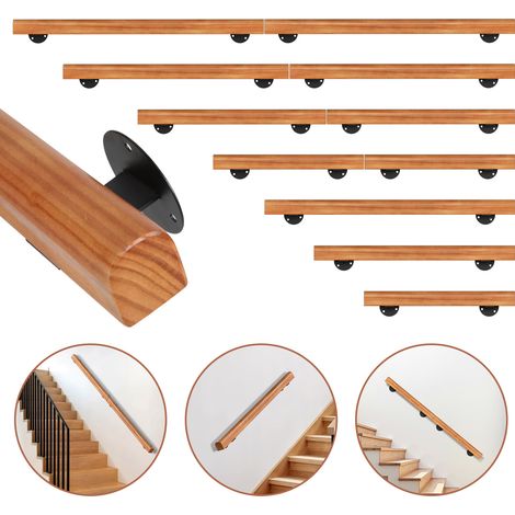 Randaco Wandhandlauf Kiefernholz 150 cm, Ø5 cm, verbindbar zu einem Handlauf, rutschhemmender Treppenhandlauf für Flur Bad (1/5)