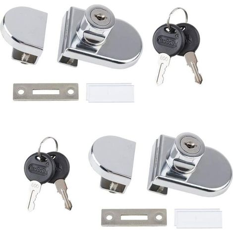 Set di 2 serrature in lega di zinco per ante di vetrine o armadietti in vetro con spessore da 5 a 8 mm. (1/5)
