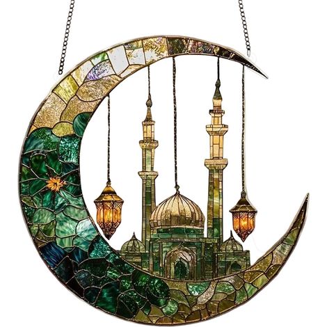 Ornement Fenêtre Lune - Acrylique Transparent - Décoration Ramadan Intérieur Extérieur - 20 cm - 1 Pièce (1/5)
