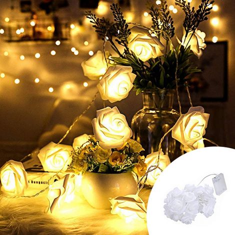 Catena decorata con 10 Rose luminose a Led Bianco Caldo fisso e intermittente 1 metro a batteria Wisdom (1/4)