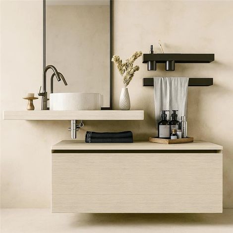 Exagonshop Mobile bagno olmo 90x50 un cassetto top e lavabo