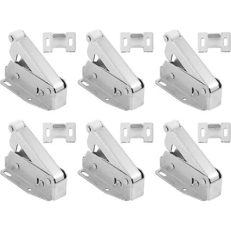 Lot de 6 mini loquets à pression, verrous de porte automatiques à ressort pour placards, conception ergonomique, robustes et durables pour la cuisine et les armoires. (1/2)