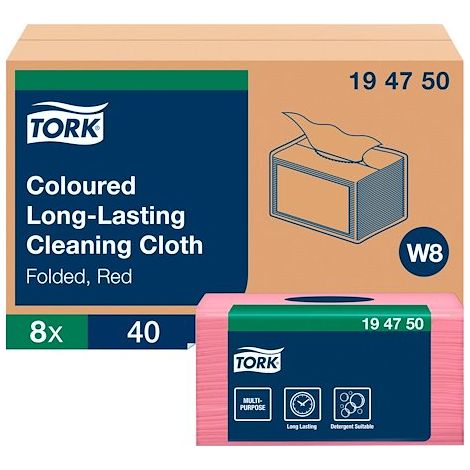 Lavette ajourées non tissées synthétiques Tork premium couleur - Paquet de 40 (1/4)