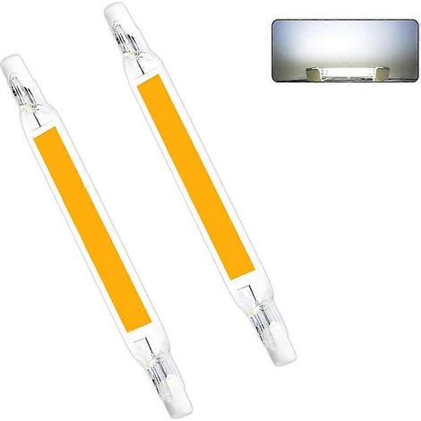 Lot de 2 ampoules LED R7S, 5 W/10 W/15 W, 78 mm/118 mm, ampoules LED COB 110 V/230 V, remplace les ampoules halogènes, blanc chaud-AquaForge (1/5)