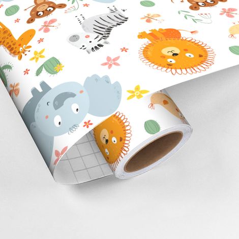 Rouleau revêtement adhésif vinyle au mètre - Sticker lavable Cuisine Meuble Armoire Porte - ANIMAUX EXOTIQUES - 60x100cm
