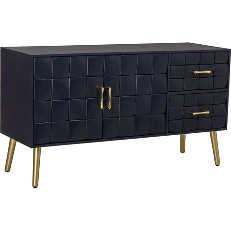 Mueble bajo de madera negro 118x41x65h cm (1/5)
