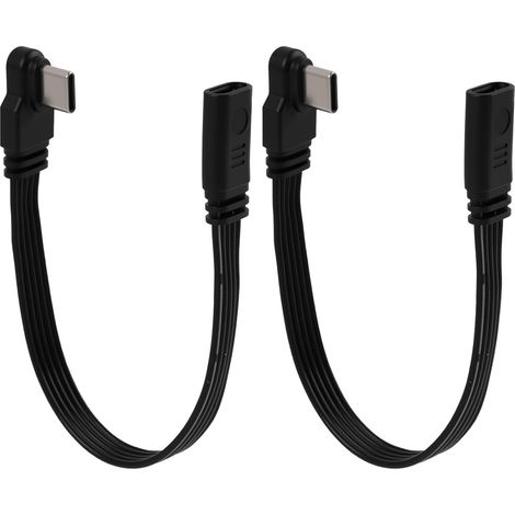2PCS Câble Rallonge USB C, 15cm, 2.0, Rallonge Usb C Coudé Mâle Femelle Pour Charge Et Données Cordon Usb C Vers Usb C Angle 90 Degrés Câble Plat Flexible Usb Femelle Male Pour Appareils Usb C (1/5)