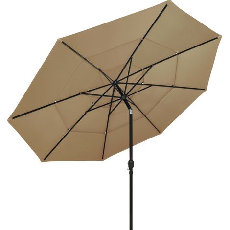 Maison Exclusive - Parasol de jardin à 3 niveaux avec mât en aluminium taupe 3,5 m