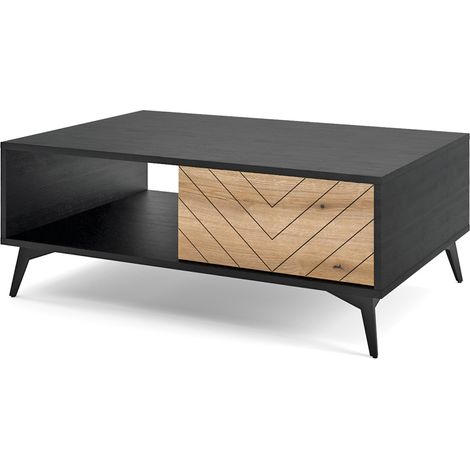 Couchtisch mit Schubkasten schwarz, Eiche DALE-160 (1/4)