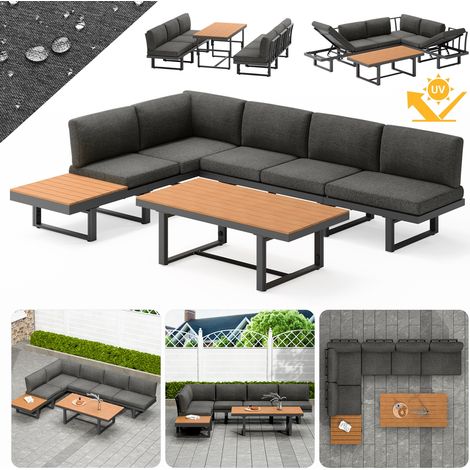 Mucola Sitzgruppe Aluminium Lounge Ecksofa mit Liegefunktion wetterfest Essgruppe Gartenmöbel Entspannungsoase Sofa Sitzgarnitur Outdoor-Möbel (1/5)