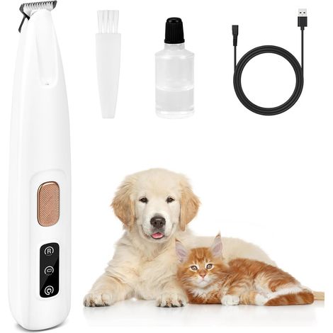 Appareil de toilettage électrique pour chiens et chats, silencieux, pour les pattes, le visage et l'arrière-train, couleur blanche.-AquaForge (1/5)