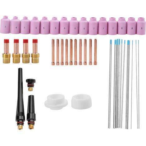 Jeu de 46 pièces consommables pour torche TIG WP-17/18/26, accessoires de soudage, kit complet d'électrodes et buses, pièces détachées de rechange, matériel professionnel pour poste à souder. (1/5)