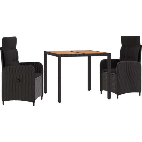 Juego de comedor para exteriores 3 uds. Negro 90 x 90 x 75 cm vidaXL (1/5)