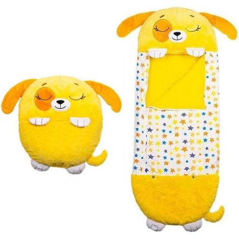 Sac de Couchage Enfant Rectangulaire - Happy Nappers - Jaune - Coton - Oreiller Intégré (1/4)