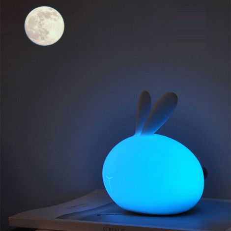 Lapin Veilleuse Bebe Tactile 7 Couleurs Rechargeable Veilleuse LED Veilleuse Enfant Deco Lampe Pour Décoration Noël Chambre Enfant Cadeau D'anniversaire (1/5)