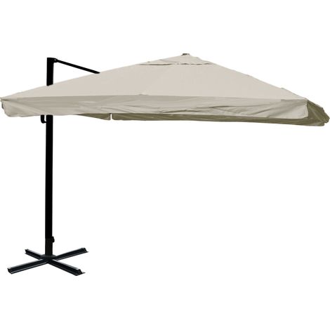 [NON UTILIZZATO] Ombrellone parasole decentrato HHG-323 3x4m con volante avorio grigio senza base