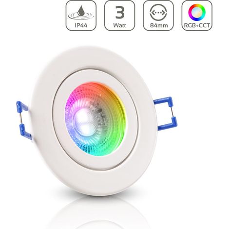 Einbauspot IP44 rund starr - Farbe: weiß - LED Leuchtmittel: GU10 5W RGB+CCT