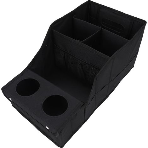 Organisateur de siège auto avec compartiments, porte-gobelets, plusieurs pochettes, pliable, étanche, grande capacité, boîte de rangement pour sièges avant et arrière, pour les collations et les jouet (1/5)