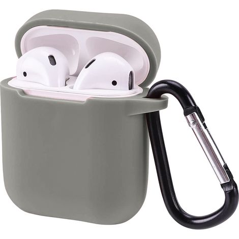 Cover custodia silicone grigio cuffie bluetooth porta auricolari gancio (1/3)