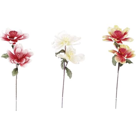 1 Pezzo Set 2 Fiori Artificiali con Ramo Magnolia 95 cm 3 Colori (1/2)