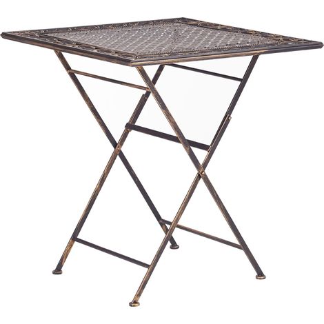 Mesa de balcón hierro negro metal envejecido plegable 70 x 70 cm exterior resistente a los rayos UV estilo retro francés Bormio (1/5)