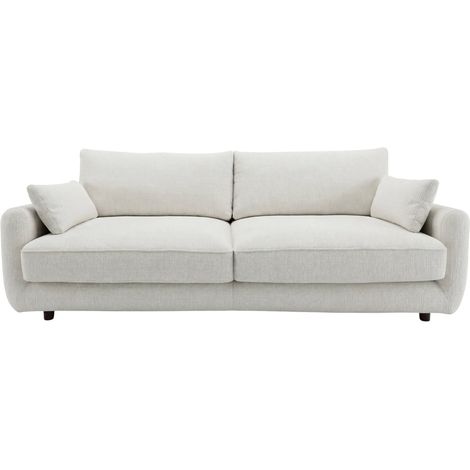 STELLA - Canapé droit convertible tissu chenille 3 places Beige (1/5)