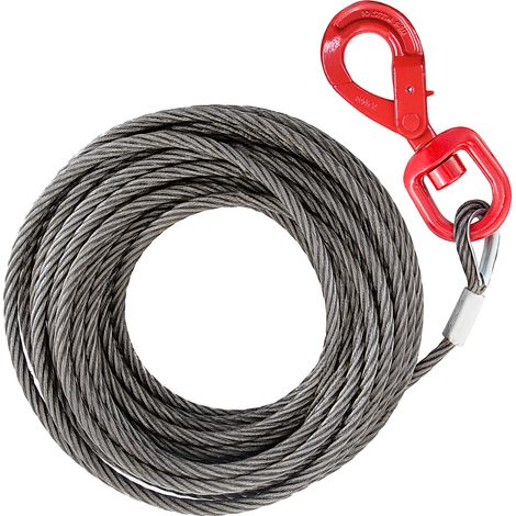 VEVOR Galvanized Steel Winch Cable, 3/8" x 100' - Wire Rope with Hook, 8800 Lbs Breaking Strength - Towing Cable Heavy Duty, 6x19 Strand Core - for Rollback, Crane, Wrecker, Tow Truck