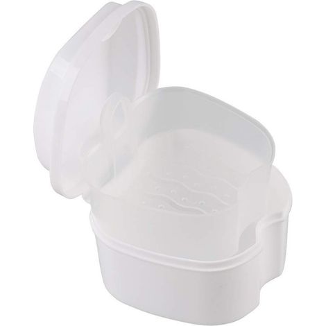 Boîte de rangement pour prothèses dentaires – Blanche – Avec filtre – Hygiène et protection (1/5)