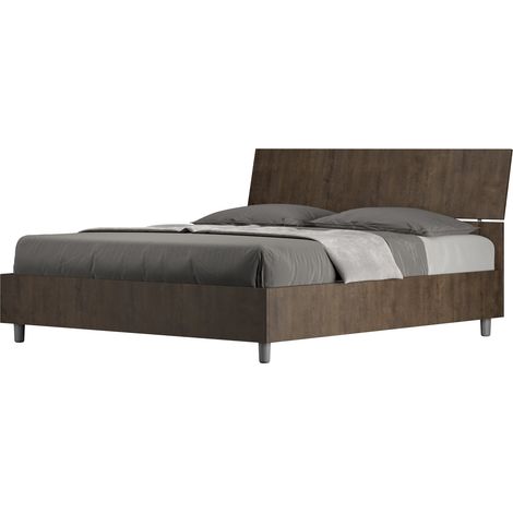 Letto Matrimoniale 160x200 cm con Rete Testata Inclinata Demas Noce (1/4)