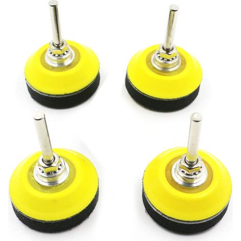 4 pads ponçage velcro - Tige 1/4 pouce - Couche mousse amortissante - Pour perceuse - Polissage doux