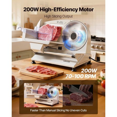 Trancheuse Électrique, Trancheuse à Jambon et Viande avec Épaisseur de Coupe Réglable 0-15 mm, pour Baguette Fromage Saucisson Stea… (1/5)