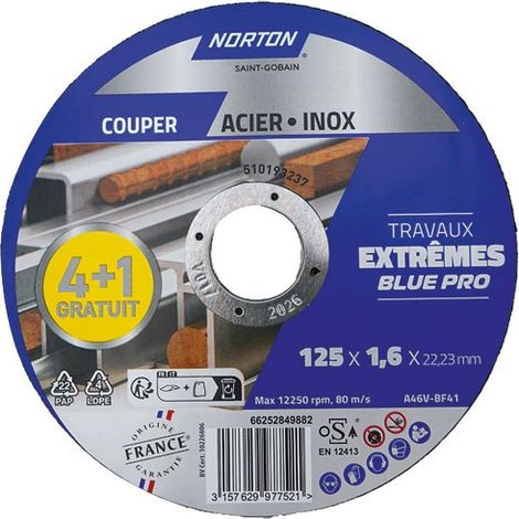 Disco Estremo Metalli 125x1.6x22.2 Lotto 4+1 - Norton