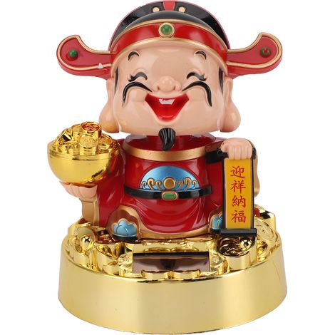 Ortviai Figurine Cai Shen Solaire avec Mouvement de Balancement Automatique en ABS pour Bureau, Voiture et Intérieur (1/5)